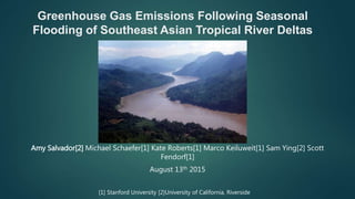 Greenhouse Gas Emissions Following Seasonal
Flooding of Southeast Asian Tropical River Deltas
Amy Salvador[2] Michael Schaefer[1] Kate Roberts[1] Marco Keiluweit[1] Sam Ying[2] Scott
Fendorf[1]
August 13th 2015
[1] Stanford University [2]University of California, Riverside
 