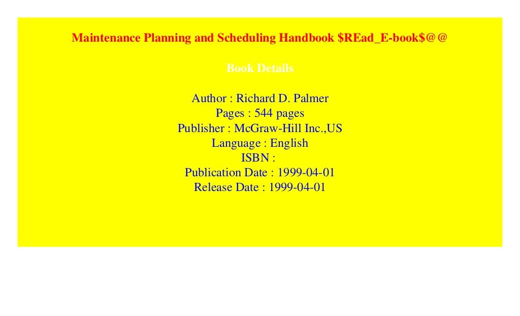 Maintenance Planning and Scheduling Handbook REad_Ebook