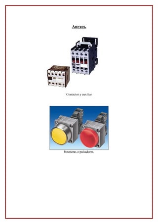 Anexos.
Contactor y auxiliar
botoneras o pulsadores.
 