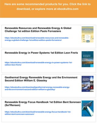 Renewable energy system design 1st Edition Ziyad Salameh | PDF