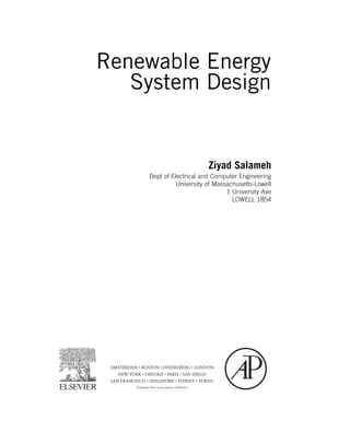 Renewable energy system design 1st Edition Ziyad Salameh | PDF
