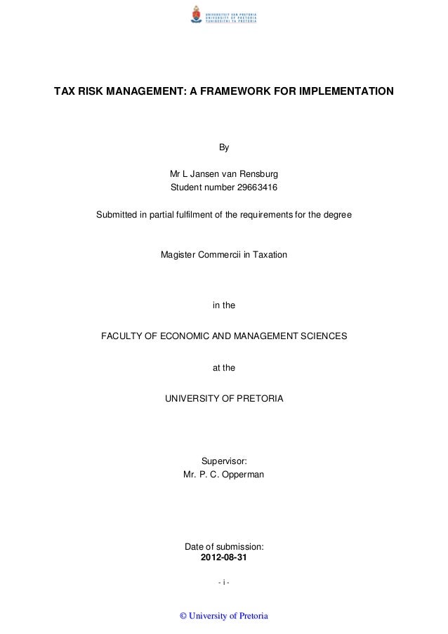 Dissertation on risk management