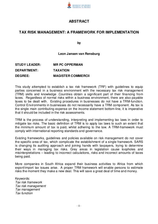 Phd thesis risk management