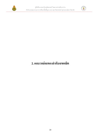 คู่มือสื่อการสอนวิชาคณิตศาสตร์ โดยความร่วมมือระหว่าง
สานักงานคณะกรรมการการศึกษาขั้นพื้นฐาน และ คณะวิทยาศาสตร์ จุฬาลงกรณ์มหาวิทยาลัย




        2. ผลบวกย่อยของลาดับเลขคณิต




                                     14
 