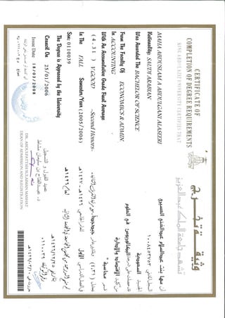 Bachelor Certificate