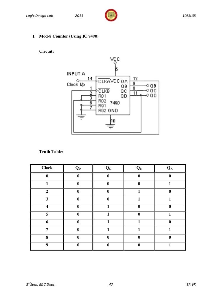 343logic Design Lab Manual 10 Esl38 3rd Sem 11