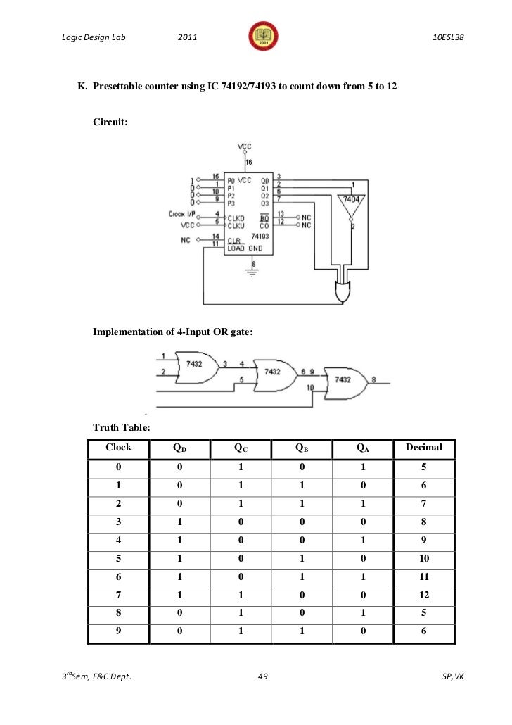 343logic Design Lab Manual 10 Esl38 3rd Sem 11