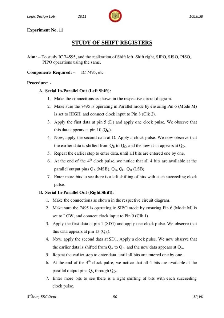 piso using 7495 343logic design lab manual 10 esl38 3rd sem 2011 piso using 7495 343logic design lab manual 10 esl38 3rd sem 2011