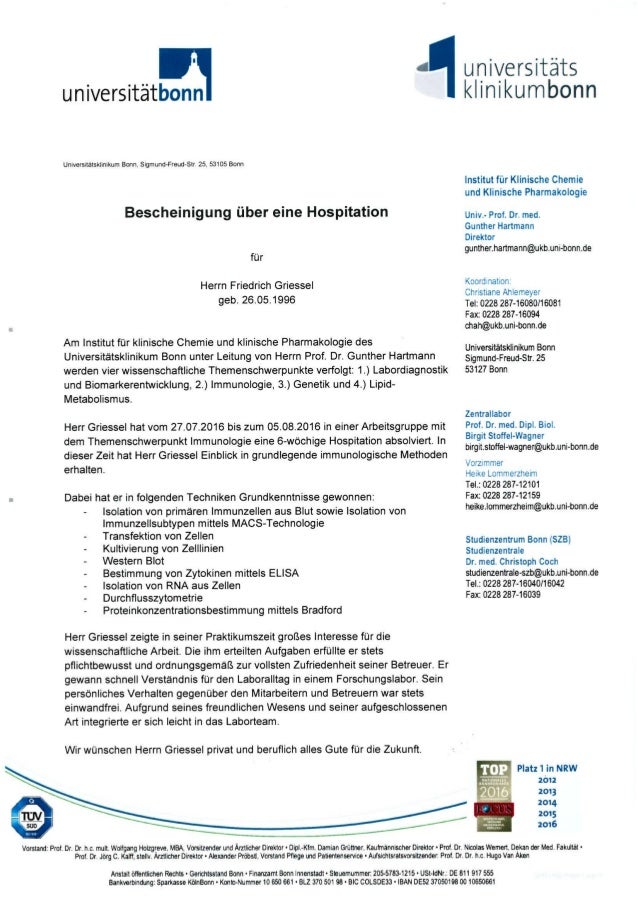 Bonn Praktikum Bescheinigung