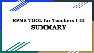 Multi Year Rpms Multi-Year Guidelines on RPMS-PPST for Teacher Performance Management ...