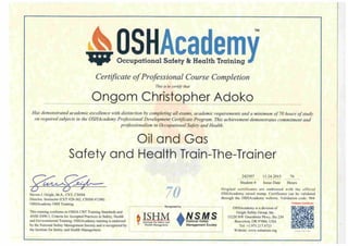 Oil and Gas Safety and Health Trainer