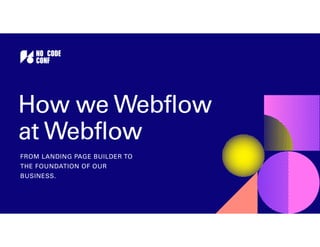 FROM LANDING PAGE BUILDER TO
THE FOUNDATION OF OUR
BUSINESS.
How we Webflow
at Webflow
 