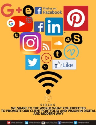 WE SHARE TO THE WORLD WHAT YOU EXPECTED
TO PROMOTE OUR CLIENT PORTFOLIO AND VISION IN DIGITAL
AND MODERN WAY
 