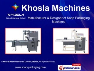 Manufacturer & Designer of Soap Packaging                              Machines 