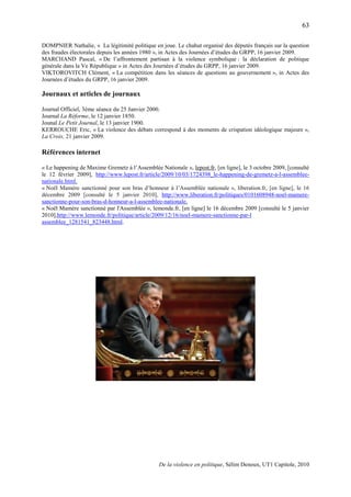Political violence within Parliament arena, University Report for the Master's Degree UT1