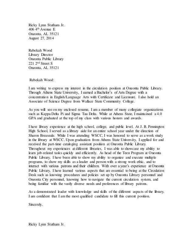 library director cover letters