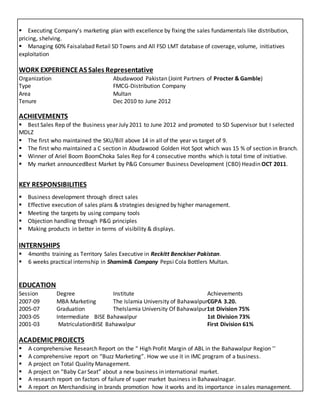FMCG Sales Professional Shahid Khalil | DOCX