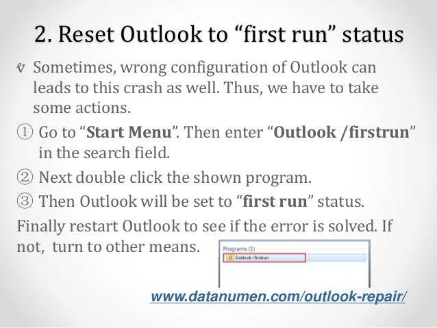 outlook 2019 crashes on startup