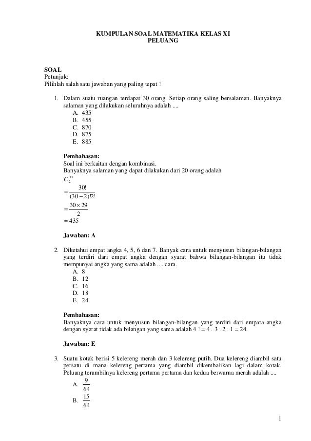62751190 Soalmatematika Peluang Kelas Xi