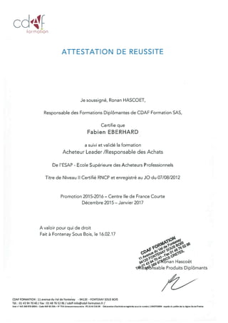 Certificat de formation - attestation de reussite 