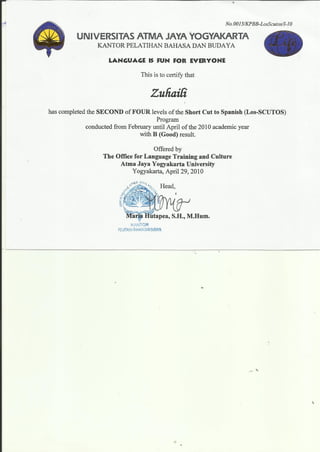 Certificate Spanish 2