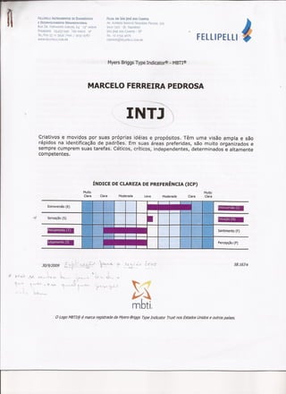 Avaliação de Perfil  com MBTI -Marcelo Pedrosa (Fellipelli - 20