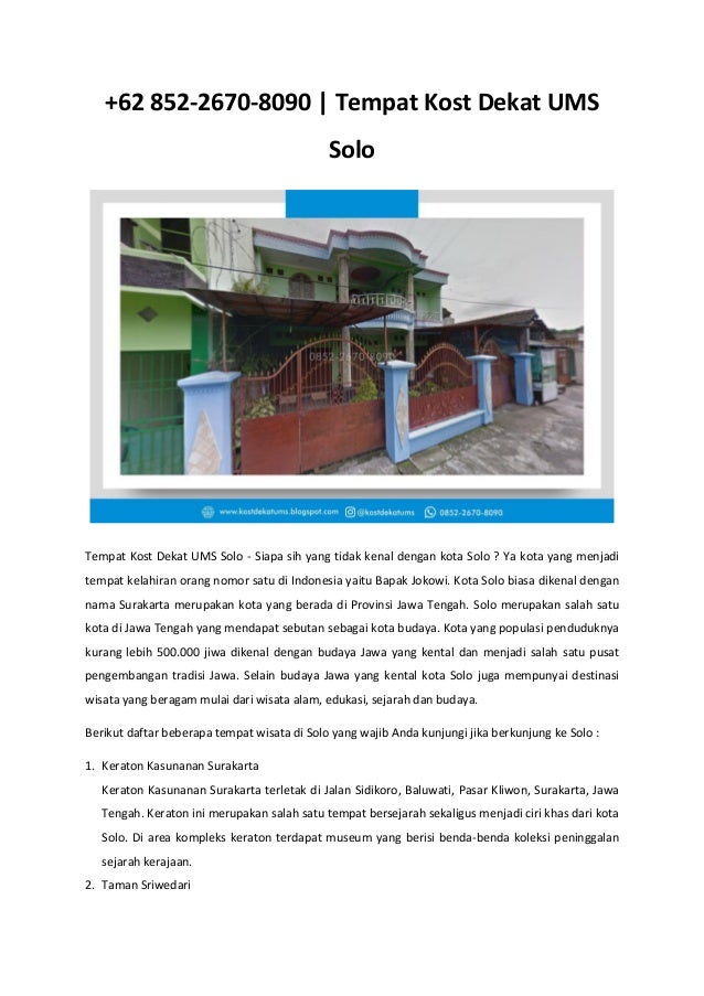 62 852 2670 8090 Tempat Kost Dekat Ums Solo 62 852 2670 8090 Tempat Kost Dekat Ums Solo