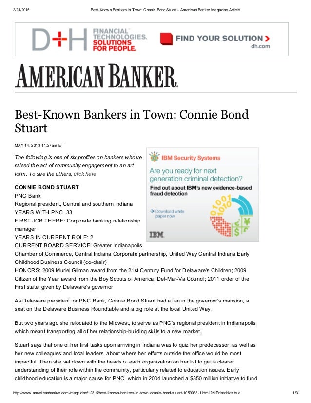 Best Known Bankers In Town Connie Bond Stuart American Banker Maga 