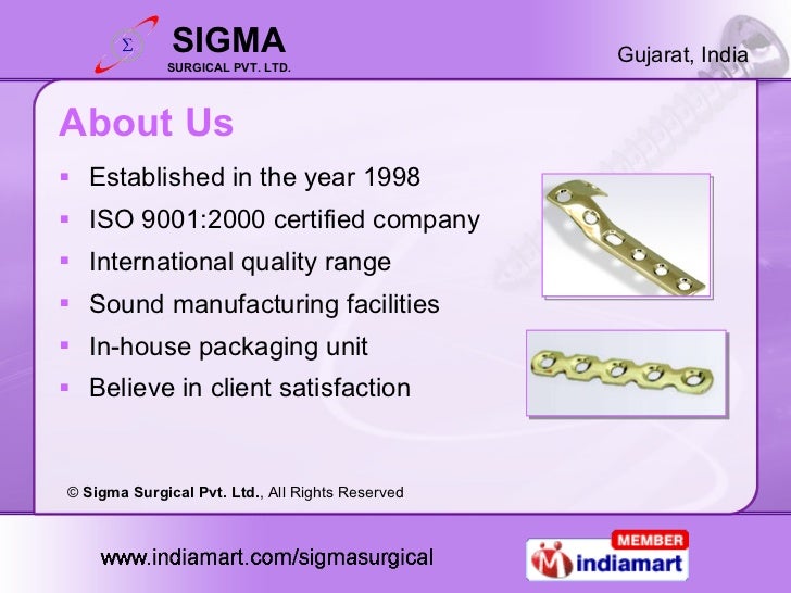 Sigma Surgical Pvt Ltd Gujarat India
