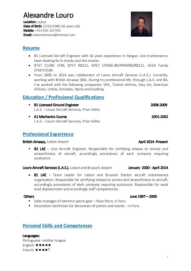 aircraft maintenance engineer resumes