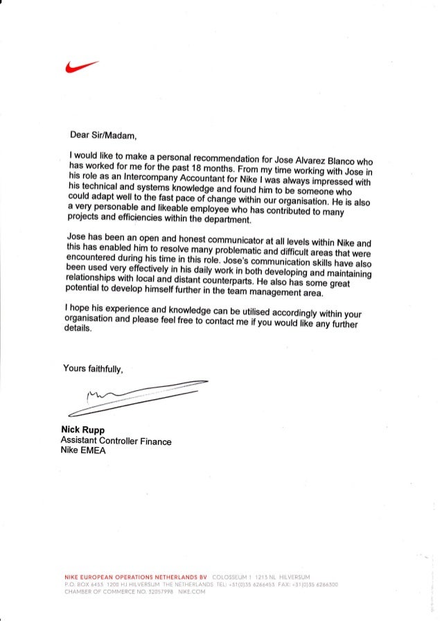 Reference Letter Nike