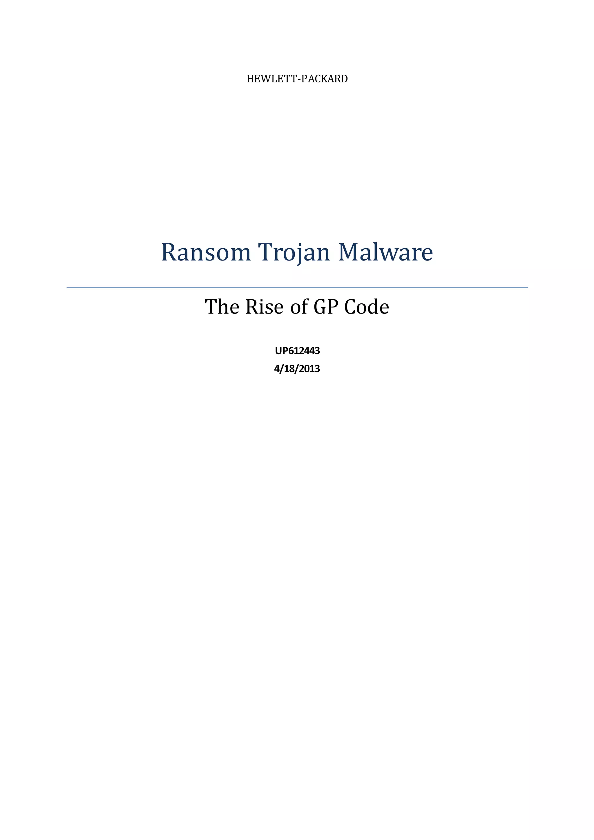 Ransomware The Rise of GP Code | DOCX | Operating Systems | Computer ...