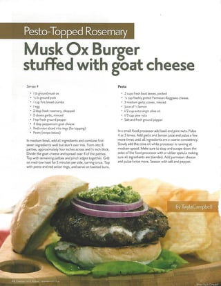 Musk Ox Burger Recipe for Northern Flyer
