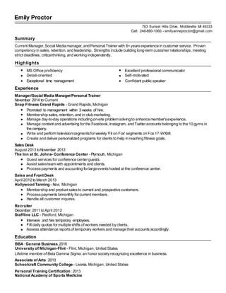 Emily Proctor Resume 2 | PDF | Free Download