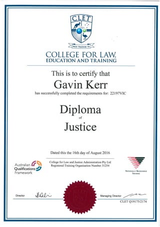 Diploma of Justice