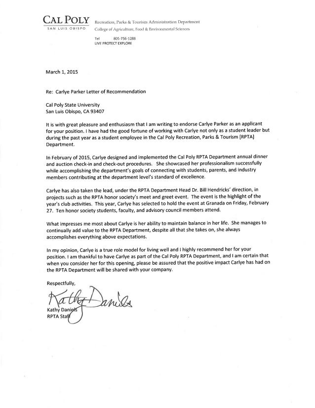 KD Letter of Recommendation
