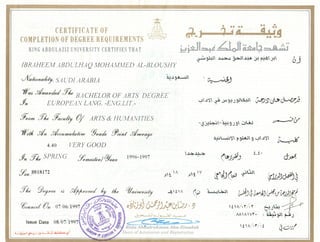 KAAU BA Certificate