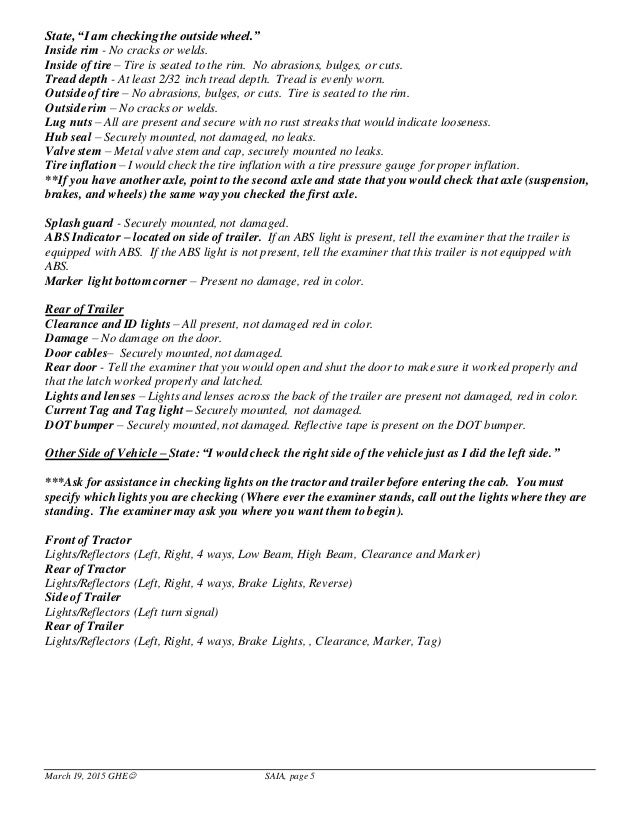 Vehicle Inspection Study Sheet-Ga Generic