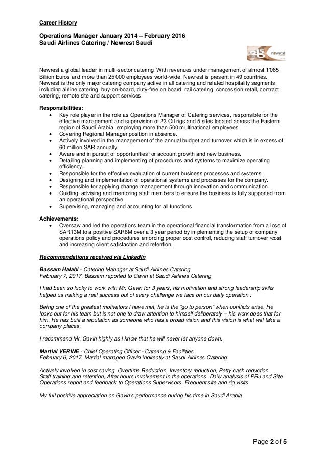 hospitality cv examples