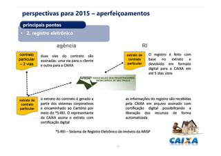 2121
perspectivas para 2015 – aperfeiçoamentos
• 2. registro eletrônico
principais pontos
 