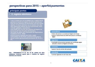 2222
perspectivas para 2015 – aperfeiçoamentos
• 2. registro eletrônico
principais pontos
 
