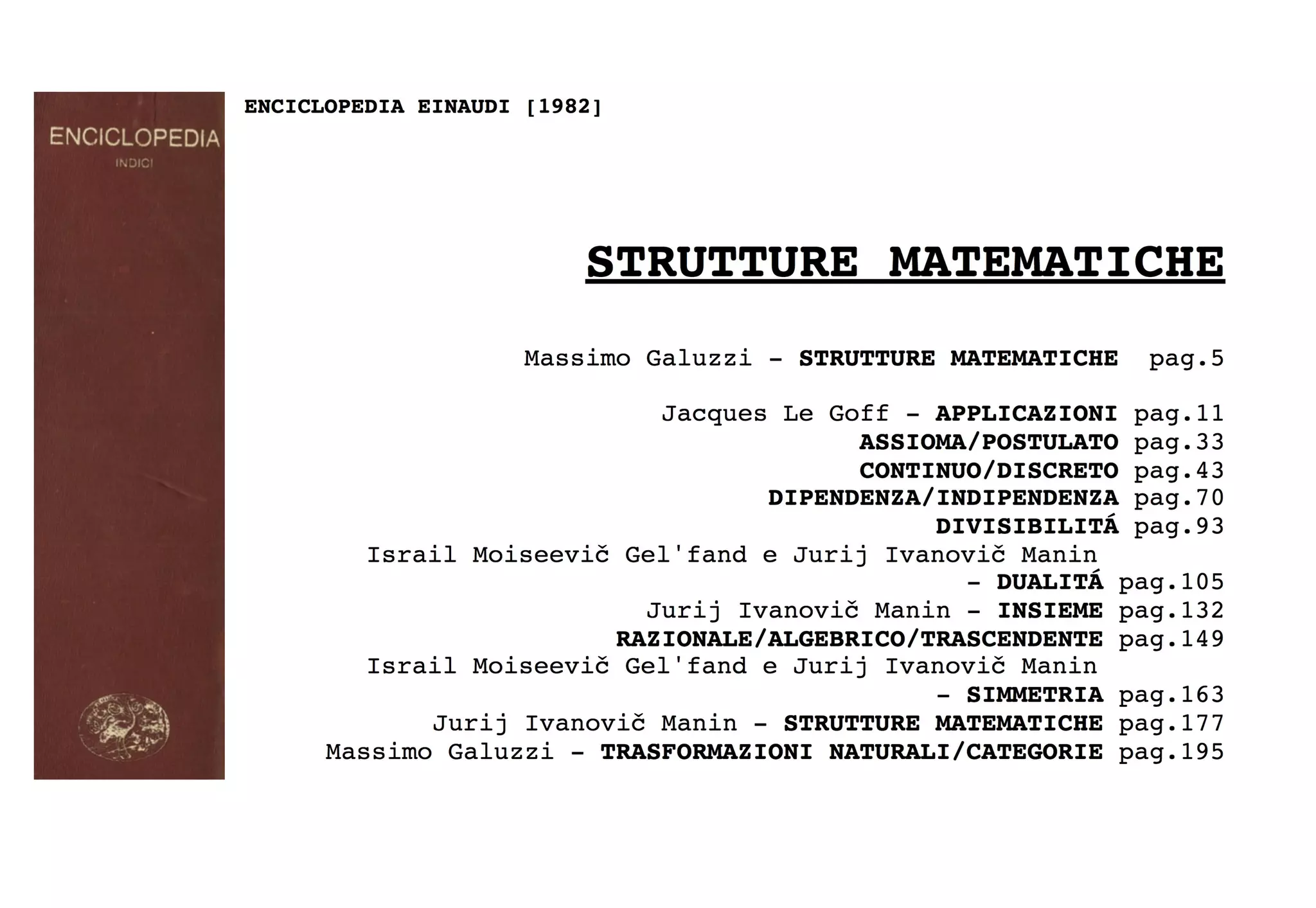 Strutture matematiche Enciclopedia Einaudi [1982] PPT