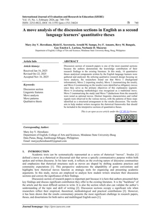 A move analysis of the discussion sections in English as a second ...