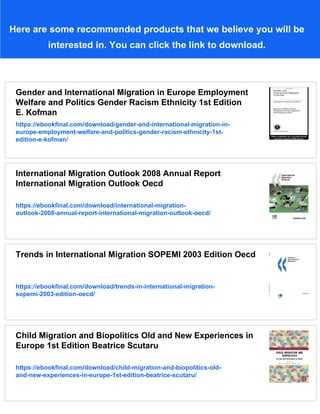 International Migration in Europe Data Models and Estimates 1st Edition ...