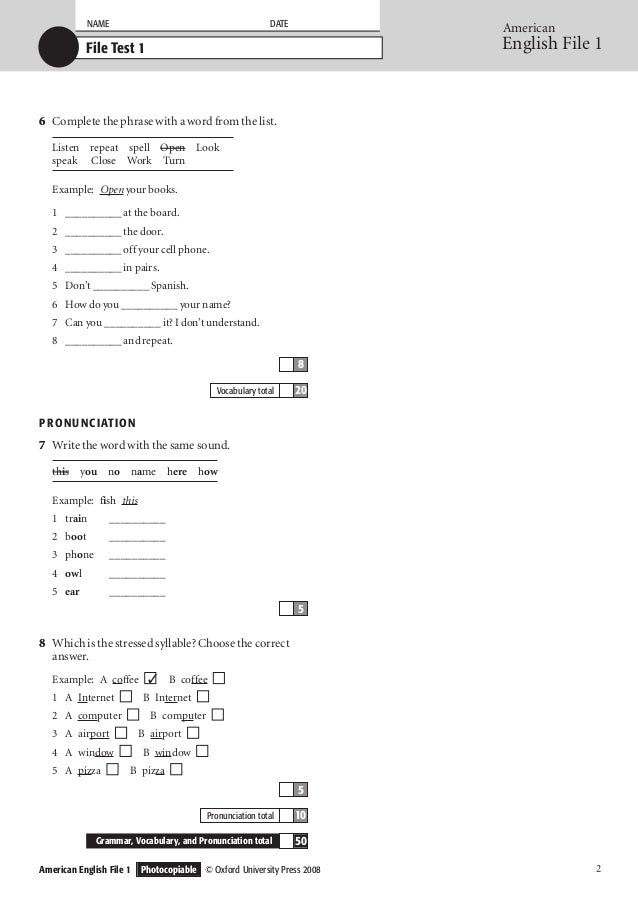 speaking file english 3 american test 1 american english test file