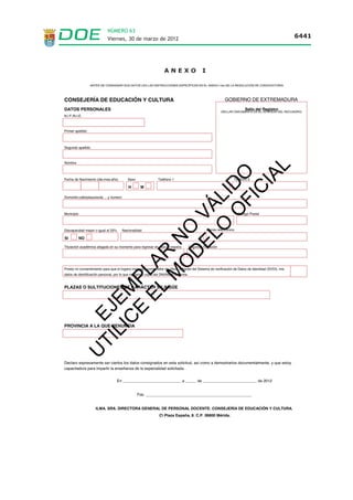 NÚMERO 63
                             Viernes, 30 de marzo de 2012                                                                                                    6441




                                                                   ANEXO I
                                                                        