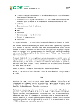 NÚMERO 63
                    Viernes, 30 de marzo de 2012                                          6486




IV ADMINISTRACIÓN DE JUSTICIA

  TRIBUNAL SUPERIOR DE JUSTICIA DE EXTREMADURA

  EDICTO de 19 de marzo de 2012 sobre notificación de sentencia dictada en
  el recurso de suplicación n.º 618/2011. (2012ED0112)

  D/D.ª María Jesús del Cuvillo Silos, Secretario/a Judicial de la Sección 001 de esta Sala de lo
  Social del Tribunal Superior de Justicia de Cáceres, Hago Saber:

  Que en el procedimiento Recurso Suplicación 618/2011 de esta Sección, seguidos a instancia
  de Fremap contra la empresa Carpas Viñuelas, SL, sobre Accidente, se ha dictado resolución,
  cuya parte dispositiva es la siguiente:

  Desestimando el recurso de suplicación interpuesto por la Mutua de Accidentes de Trabajo y
  Enfermedades Profesionales Fremap, contra la sentencia de fecha 11 de octubre de 2011, re-
  caída en autos número 658/2010, seguidos ante el Juzgado de lo Social número 2 de Badajoz,
  por Don Eduardo Sauceda Martínez, contra la recurrente, la empresa Carpas Viñuelas, SL, el
  Instituto Nacional de la Seguridad Social y la Tesorería General de la Seguridad Social, sobre
  Accidente de Trabajo, debemos confirmar y confirmamos la sentencia de instancia.

  Se decreta la pérdida del depósito constituido para recurrir, al que, una vez firme la presen-
  te resolución y por el Juzgado de procedencia, se le dará el destino legal.

  Se imponen las costas causadas en el presente recurso a la parte recurrente, en las que se
  incluirán los honorarios del Letrado del Trabajador impugnante en la cuantía de 400 euros.

  Incorpórese el original de esta sentencia, por su orden, al Libro de Sentencias de esta sala.

  Modo de impugnación: Se hace saber a las partes que contra esta sentencia cabe interponer
  recurso de casación para la unificación de doctrina que ha de prepararse mediante escrito pre-
  sentado ante esta Sala de lo Social dentro del improrrogable plazo de diez días hábiles inme-
  diatos siguientes a la fecha de notificación de esta sentencia.

  Si el recurrente no tuviere la condición de trabajador o beneficiario del régimen público de la
  Seguridad Social o beneficio de asistencia jurídica gratuita, deberá consignar la cantidad de
  600 euros, en concepto de depósito para recurrir, en la cuenta expediente de este Tribunal
  en Banesto N.º 1131 0000 66 061811, debiendo indicar en el campo concepto, la palabra “re-
  curso”, seguida del código. Si el ingreso se hace mediante transferencia bancaria deberá in-
  cluir tras la cuenta genérica proporcionada para este fin por la entidad 0030 1846 42
  0005001274, en el campo “observaciones o concepto” en bloque los 16 dígitos de la cuenta
  expediente, y separado por un espacio.

  La consignación en metálico del importe de la condena eventualmente impuesta deberá in-
  gresarse en la misma cuenta. Si efectuare diversos pagos en la misma cuenta deberá espe-
  cificar un ingreso por cada concepto, incluso si obedecen a otros recursos de la misma o dis-
 