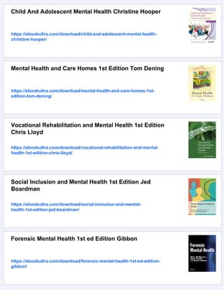Telepsychiatry and E Mental Health 1st Edition Richard Wootton | PDF