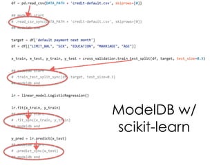 ModelDB w/
scikit-learn
 