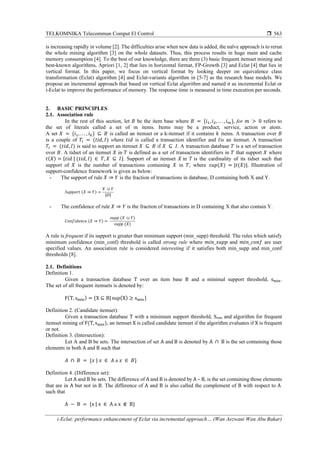 i-Eclat: performance enhancement of Eclat via incremental approach in ...